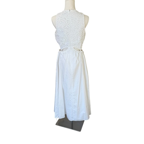 SELF-PORTRAIT - NWT Lace Trimmed Cut-Out Cotton Wedding MIDI Dress Sz 8 - Picture 7 of 14